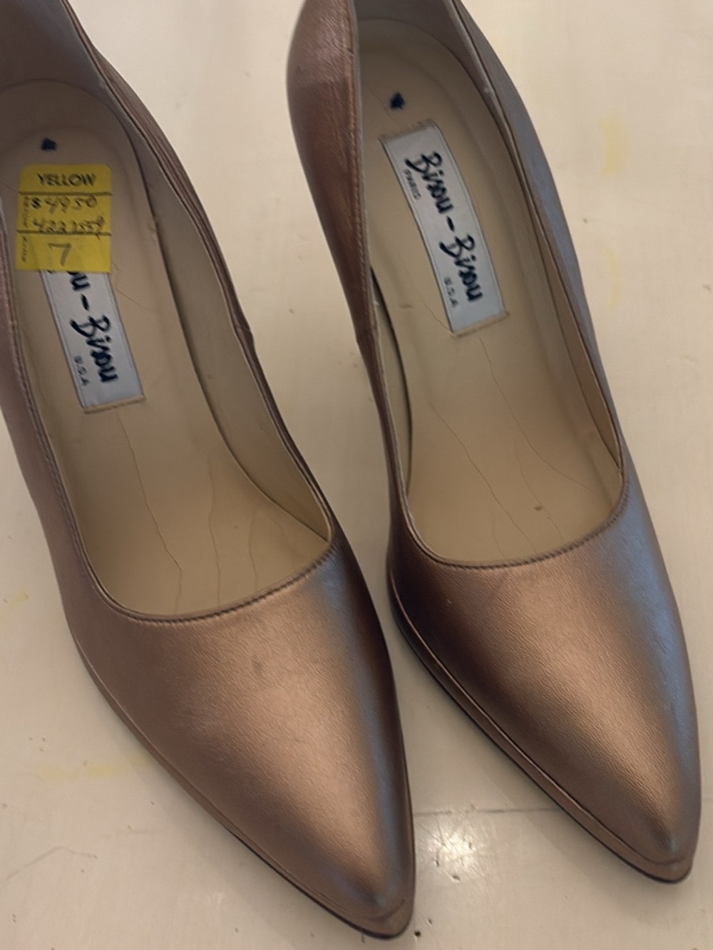 Stylish Metallic Taupe Pointed-Toe Pumps